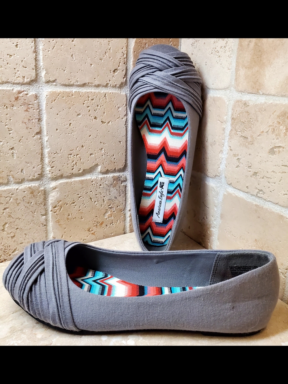 Gray Women's Twisted Ballet Flats -  Comfortable Casual Shoe Size 6 W